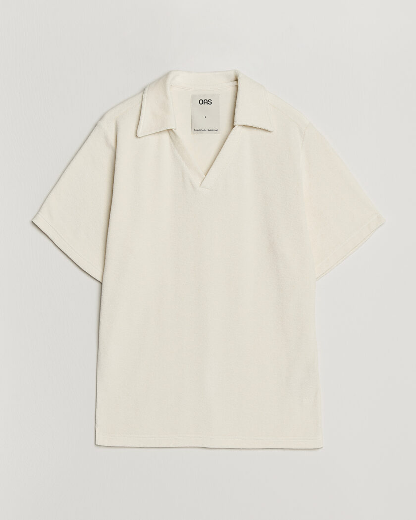OAS Serif Regular Fit Terry Open Collar Polo Ecru – White