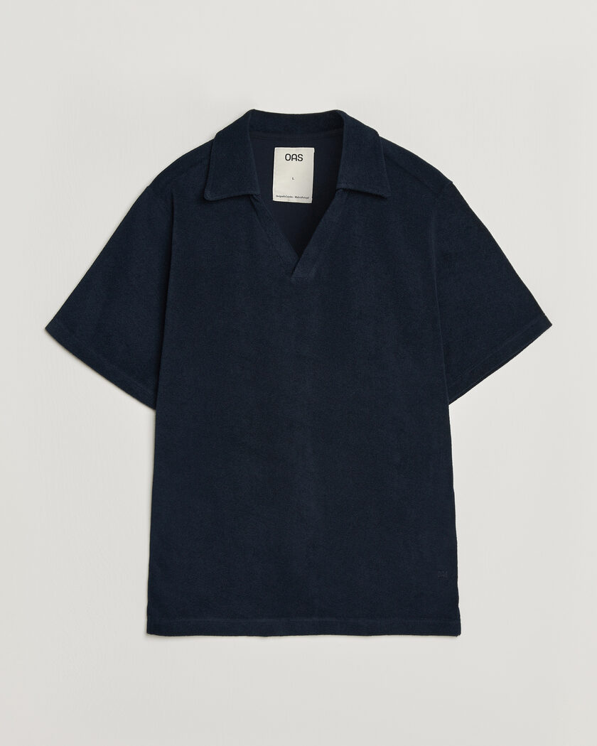 OAS Serif Regular Fit Terry Open Collar Polo Dark Blue – Blue