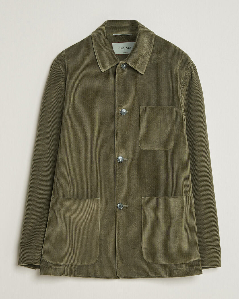 Canali Corduroy Chore Jacket Olive – Green