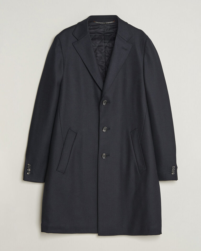 Canali Kei Wool Travel Coat Navy – Blue