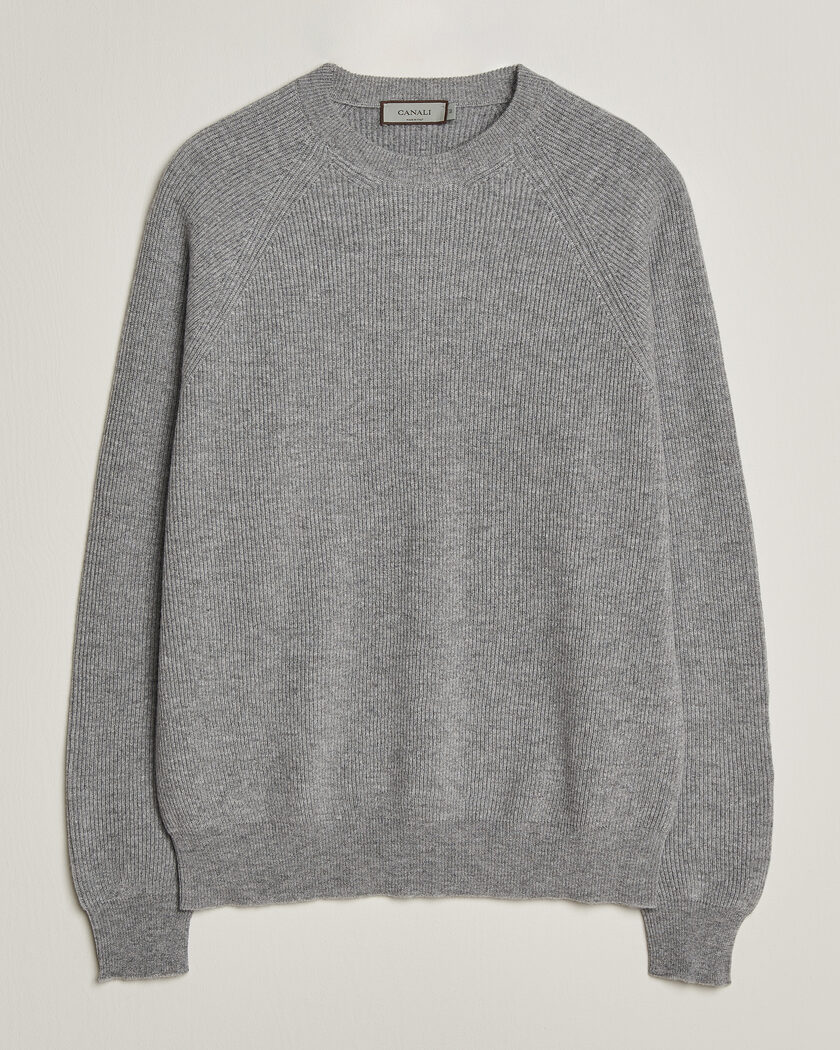 Canali Rib Cashmere Sweater Light Grey – Grey