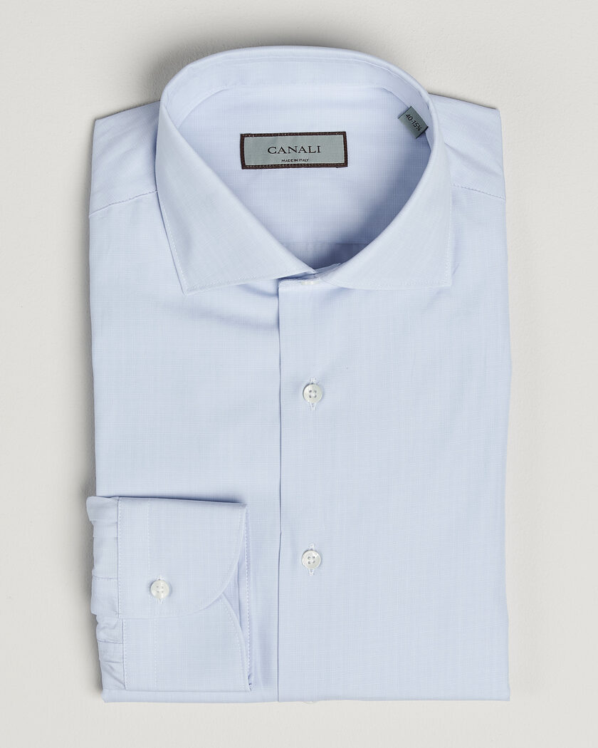 Canali Slim Fit Dress Shirt Light Blue Check – Blue
