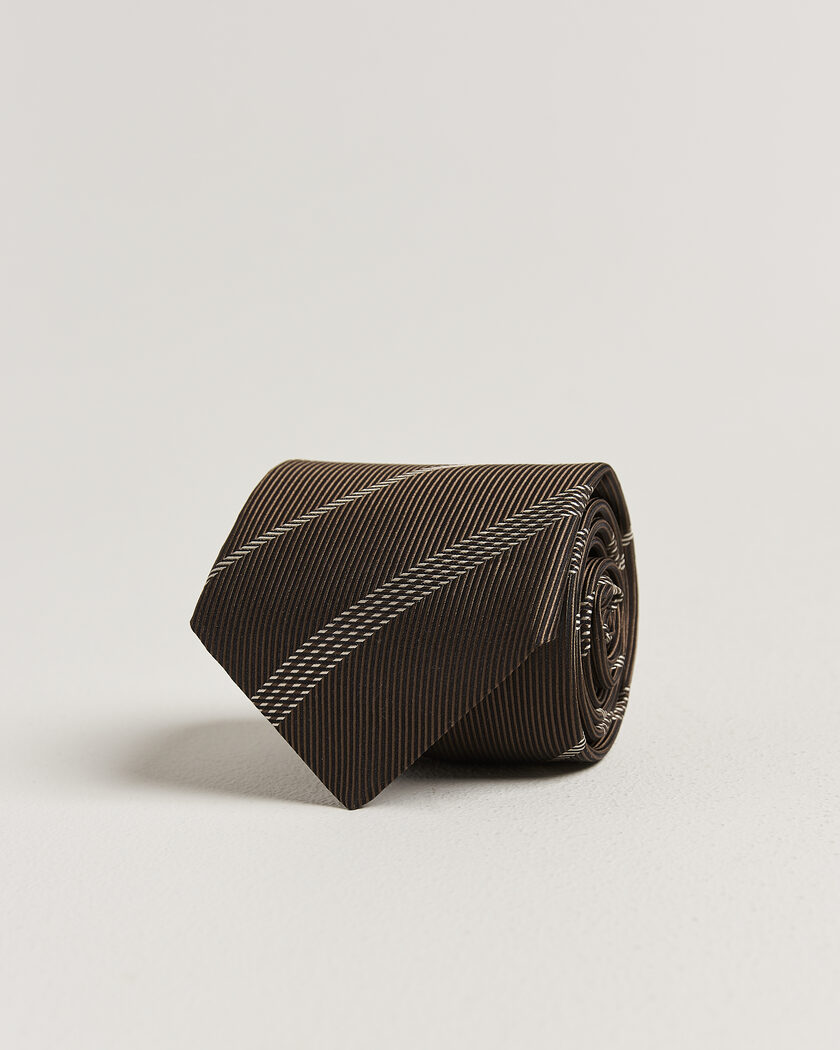 Canali Regimental Stripe Silk Tie Brown – Brown