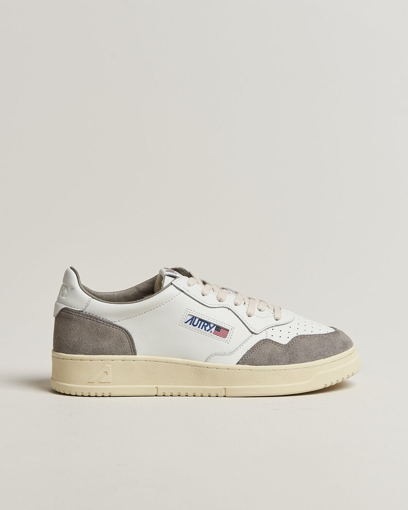 Autry Medalist Low Soft Leather/Suede Sneaker White/Cemento – White