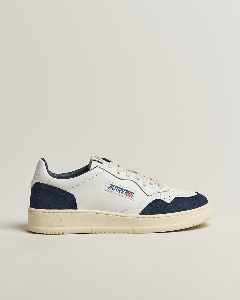 Autry Medalist Low Soft Leather/Suede Sneaker White/Denim – White