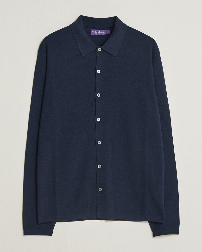 Ralph Lauren Purple Label Milano Stich Cardigan Racing Navy – Blue