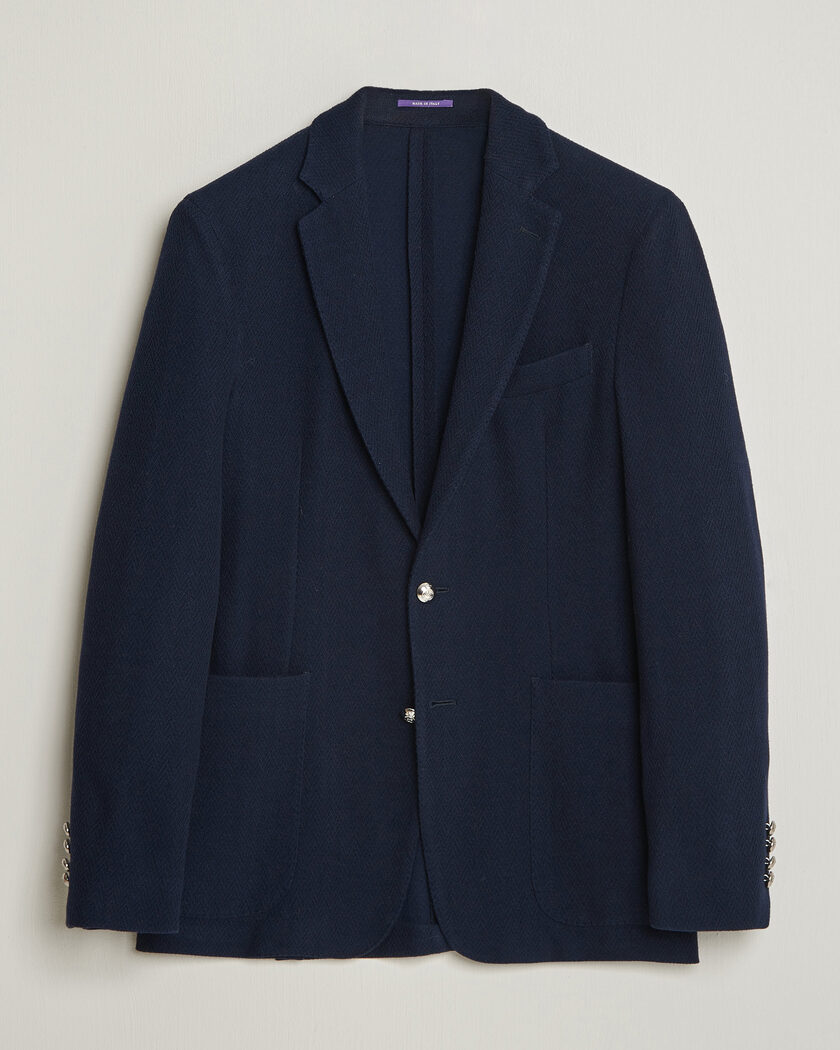 Brunello Cucinelli Double Breasted Wool/Linen Blazer Navy at