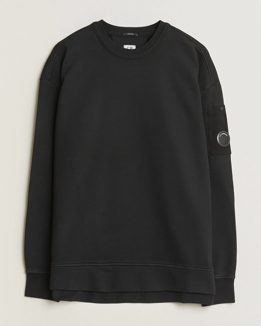 C.P. Company Brushed Emerized Fleece Lens Sweatshirt Black – Black