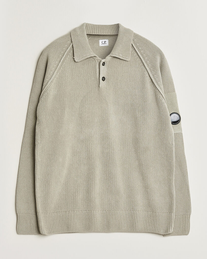 C.P. Company Cotton Chenille Polo Collar Light Grey – Grey