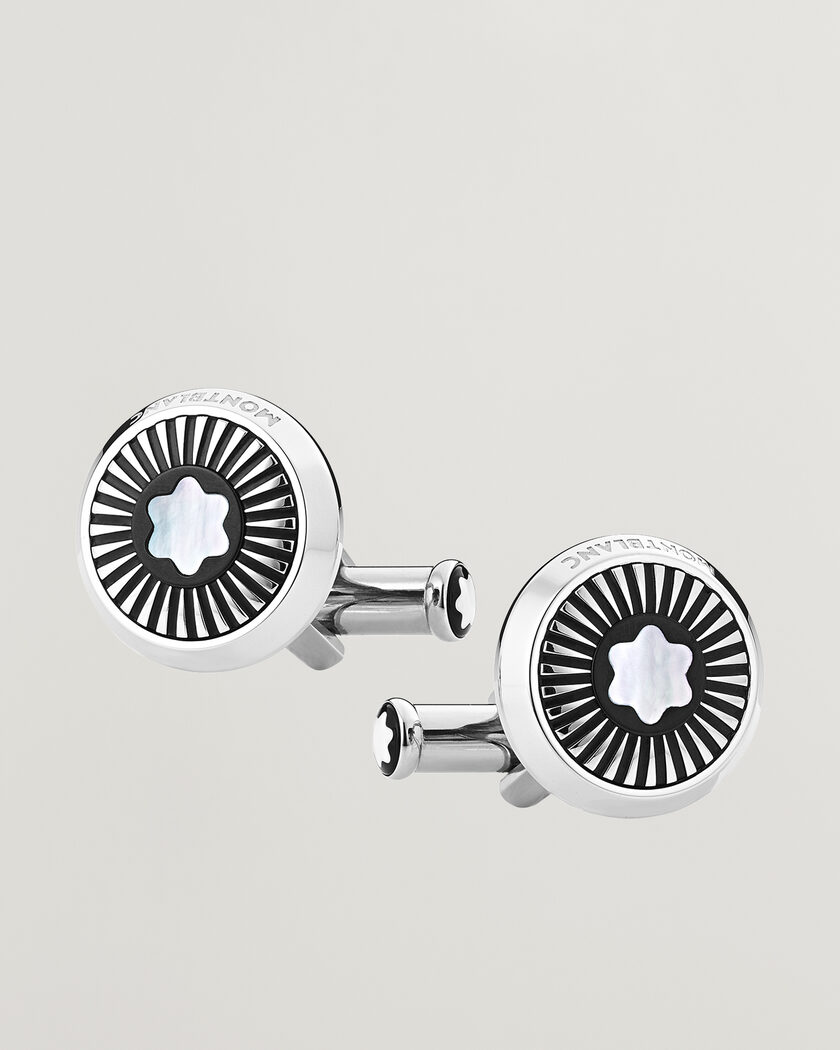 Montblanc Ray Pattern Mother-of-Pearl Snowcap Cufflinks – Silver