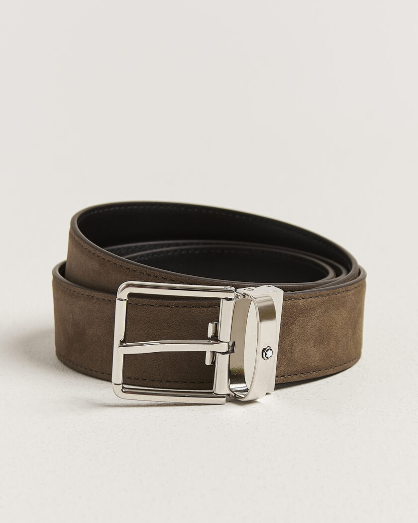 Montblanc 35mm Reversible Suede Belt Brown/Black – Black