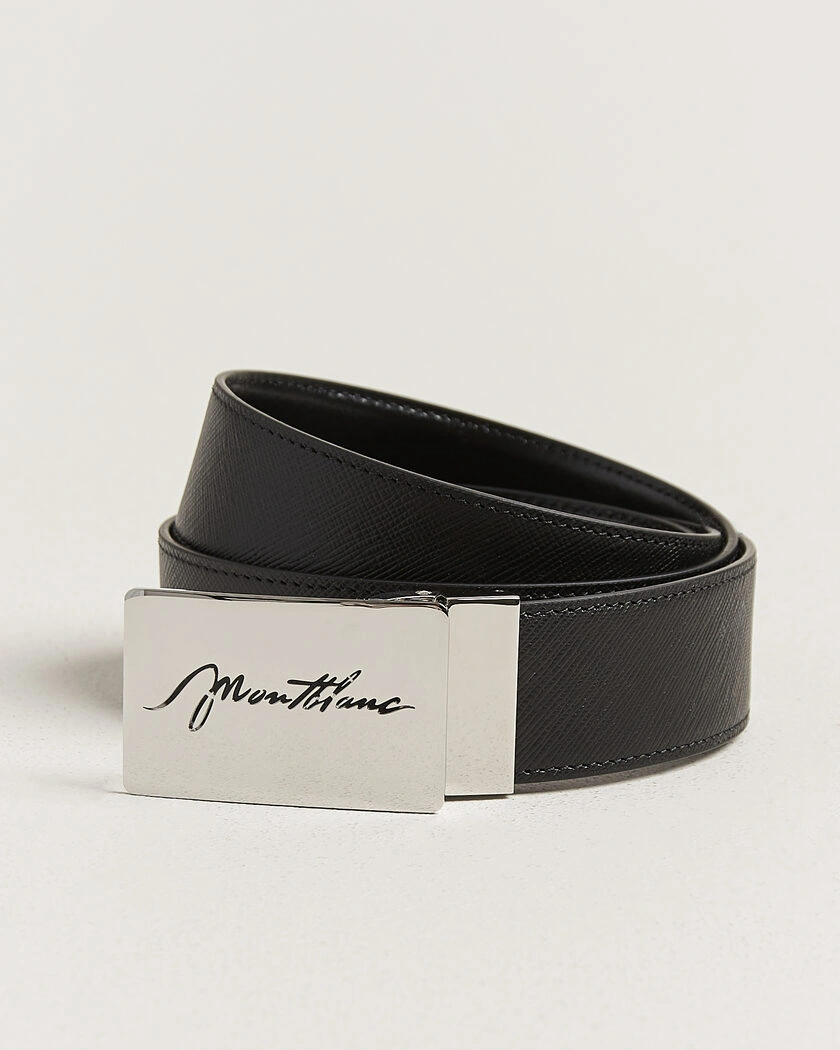 Montblanc 35mm Reversible Sartorial/Calf Logo Belt Black – Black
