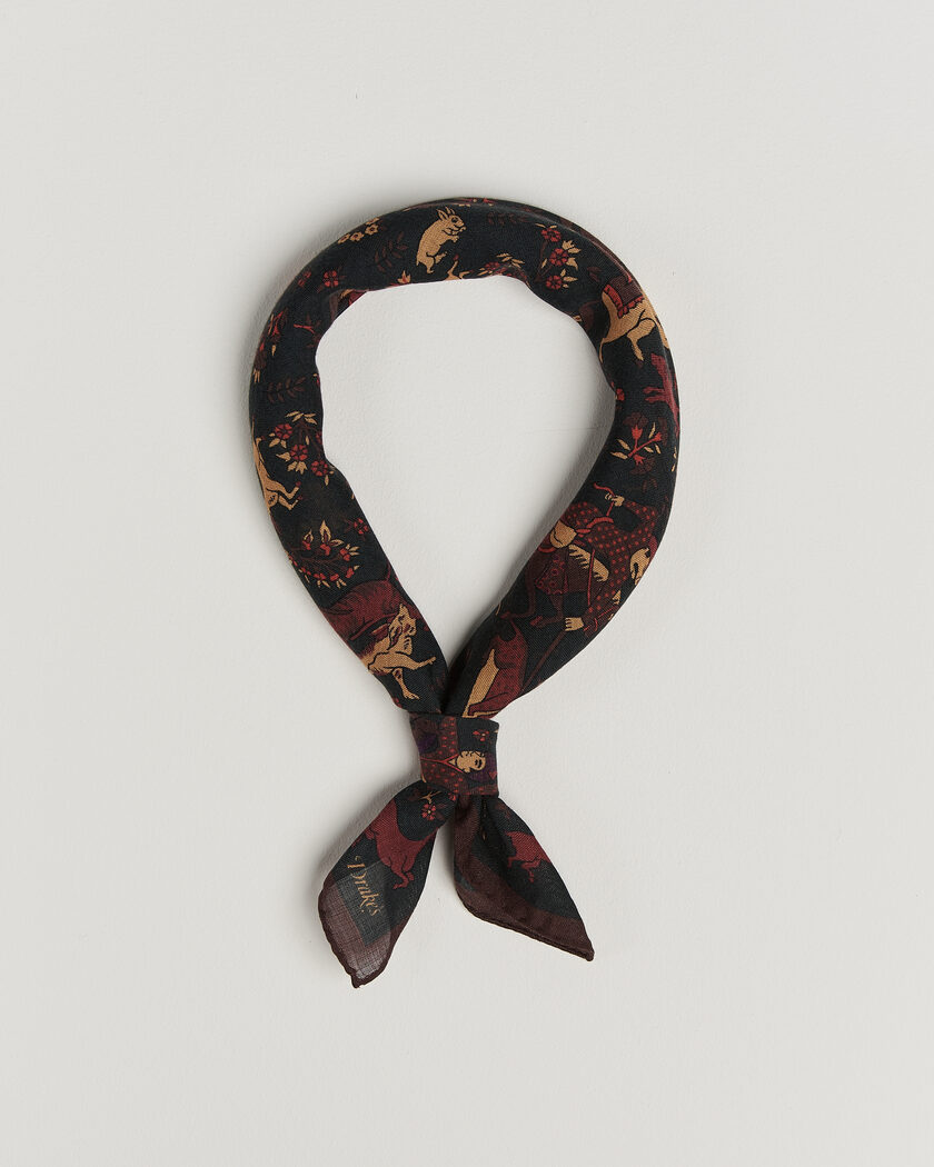 Drake's Moghul Wool/Silk Bandana Green – Green