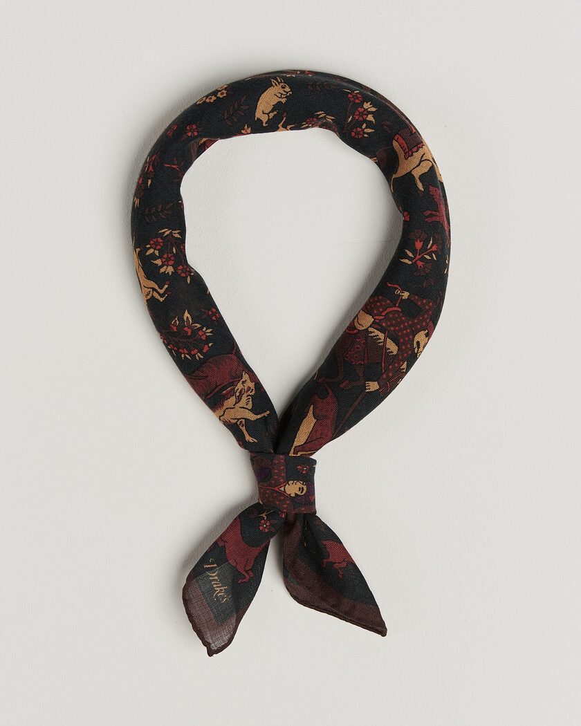 Drake's Moghul Wool/Silk Bandana Green – Green