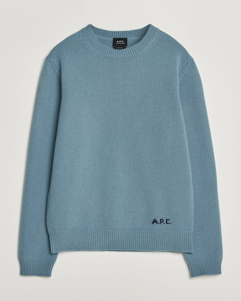 Stone Island Knitted Lambwool Sweater Mid Blue at CareOfCarl.com