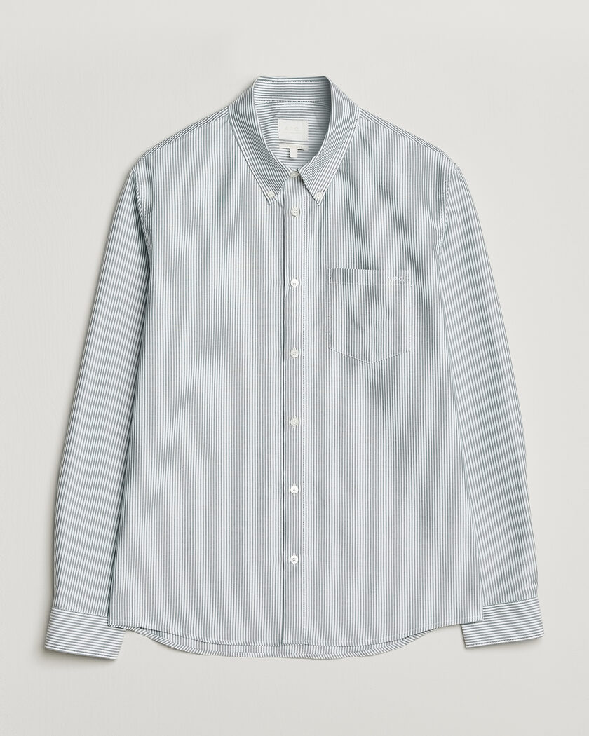 A.P.C. Greg Striped Oxford Shirt Green/White – Multi-colour