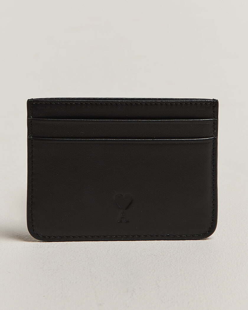 AMI Tonal Heart Logo Card Holder Black – Black