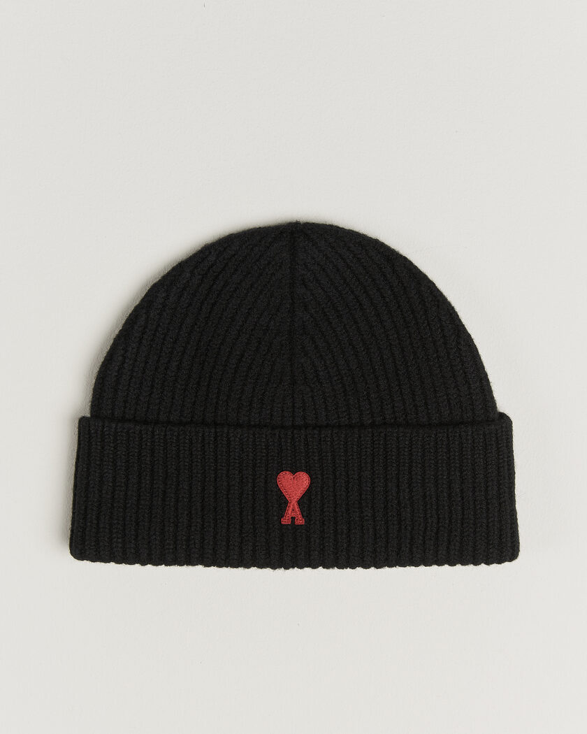 AMI Heart Logo Beanie Black – Black