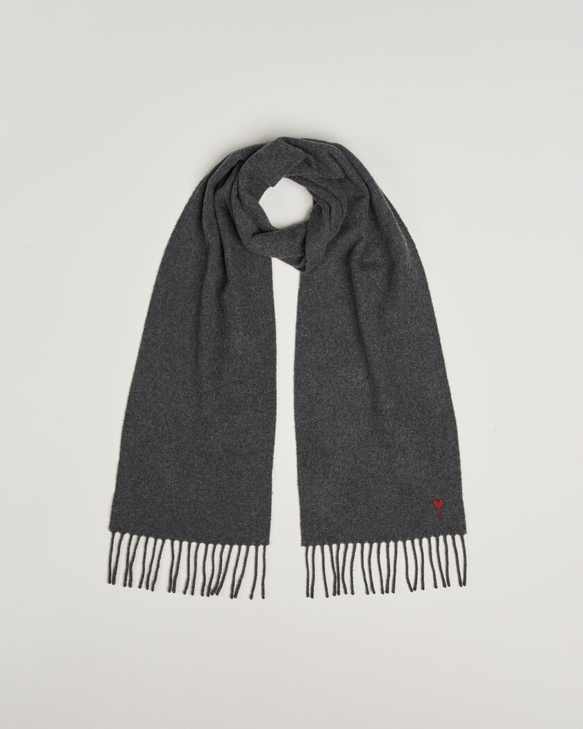 AMI Heart Logo Scarf Grey Melange – Grey