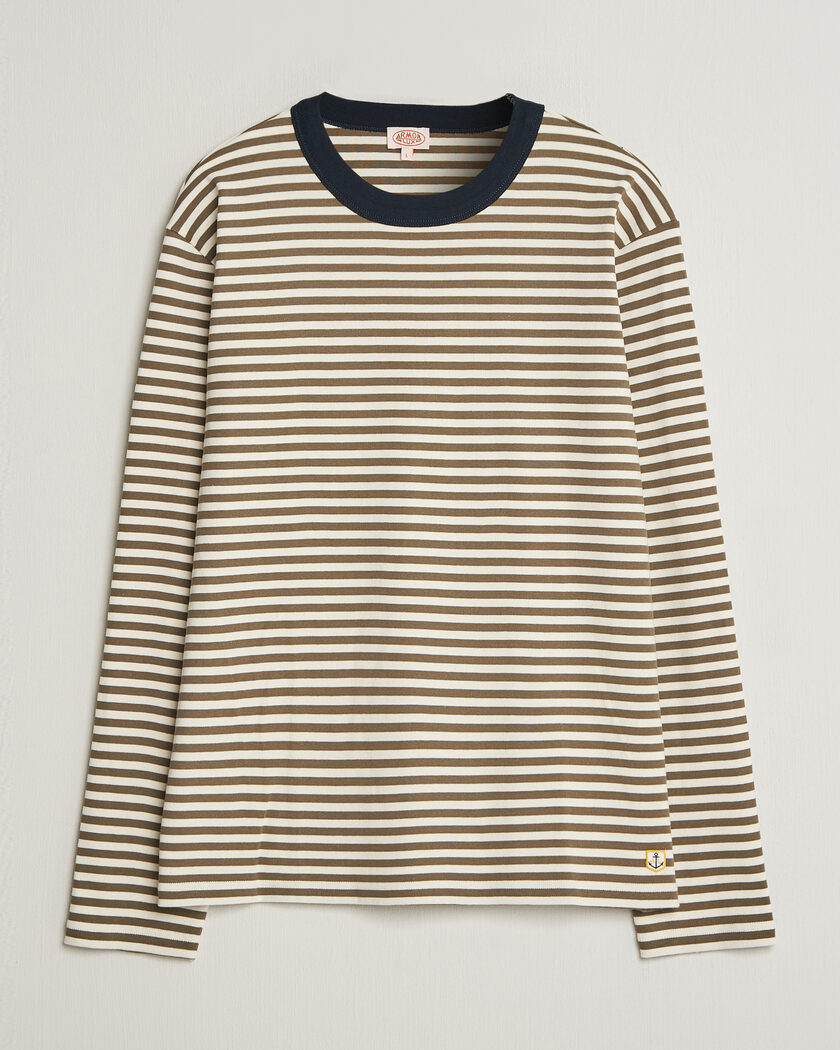 Armor-lux Héritage Striped Long Sleeve T-Shirt Olive/Milk – Multi-colour