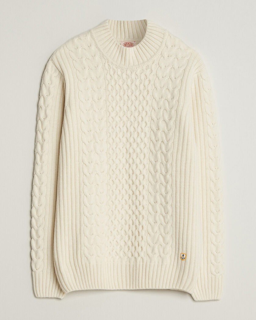Stone Island Cotton Chenille Knitted Mock Neck Ivory at CareOfCarl.com