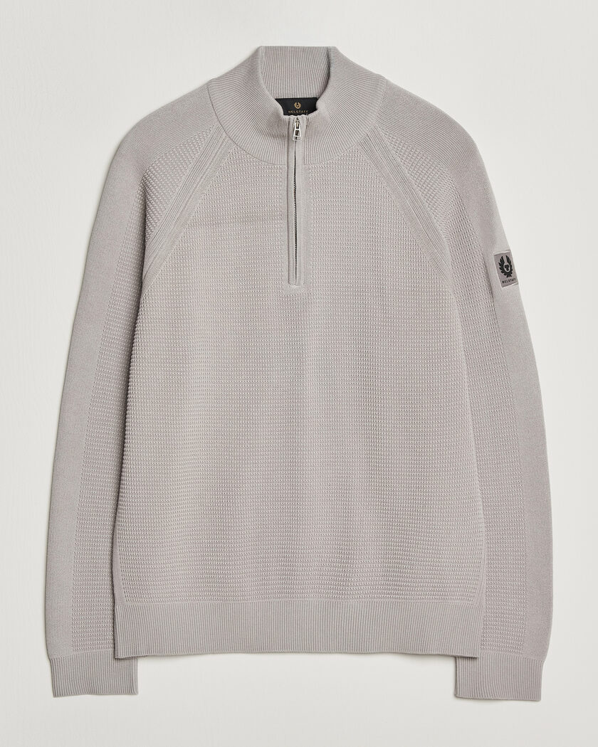 Belstaff Bradwell Cotton Knitted Quarter Zip Concrete – Grey