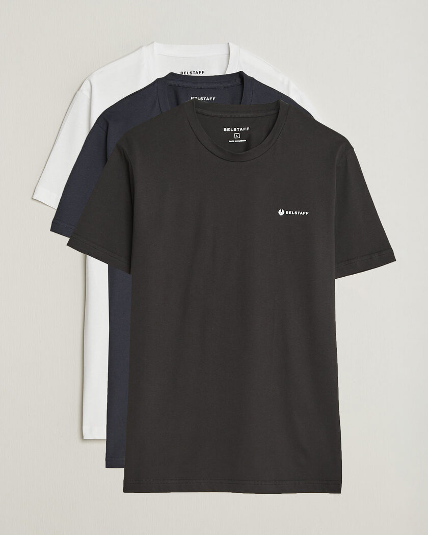 Belstaff 3-Pack Crew Neck T-Shirt Black/Dark Ink/White – Multi-colour