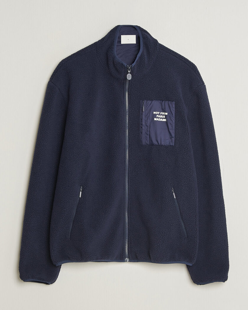 Drôle de Monsieur Slogan Sherpa Jacket Navy – Blue