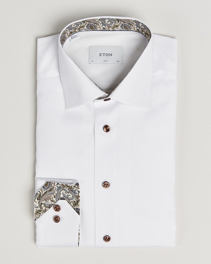 Eton Slim Fit Signature Twill Contrast Shirt White – White