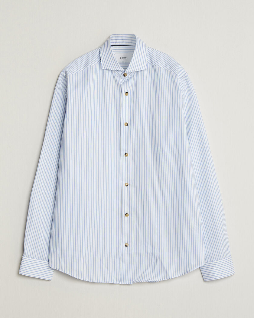 Eton Casual Fit Signature Oxford Striped Shirt Light Blue – Blue