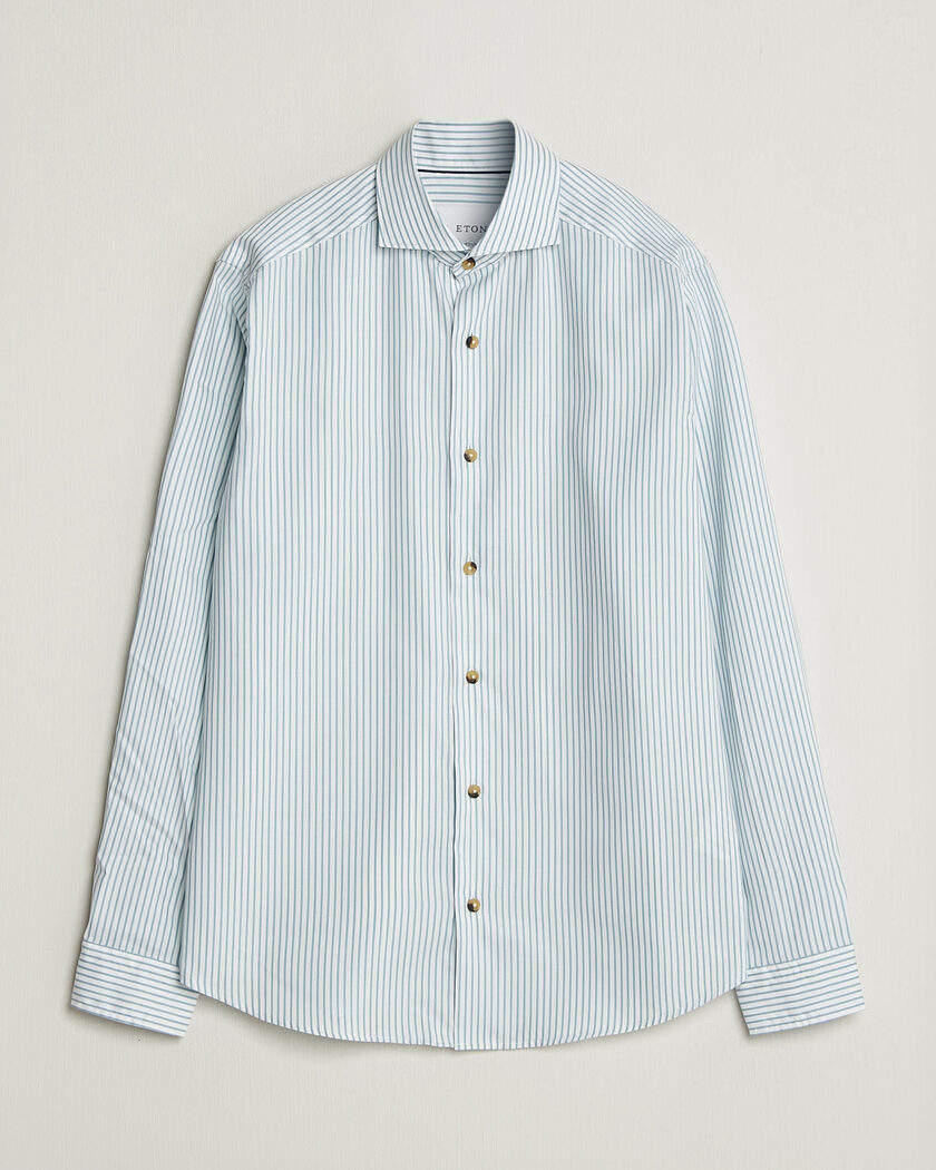 Eton Casual Fit Signature Oxford Striped Shirt Mid Blue – Blue