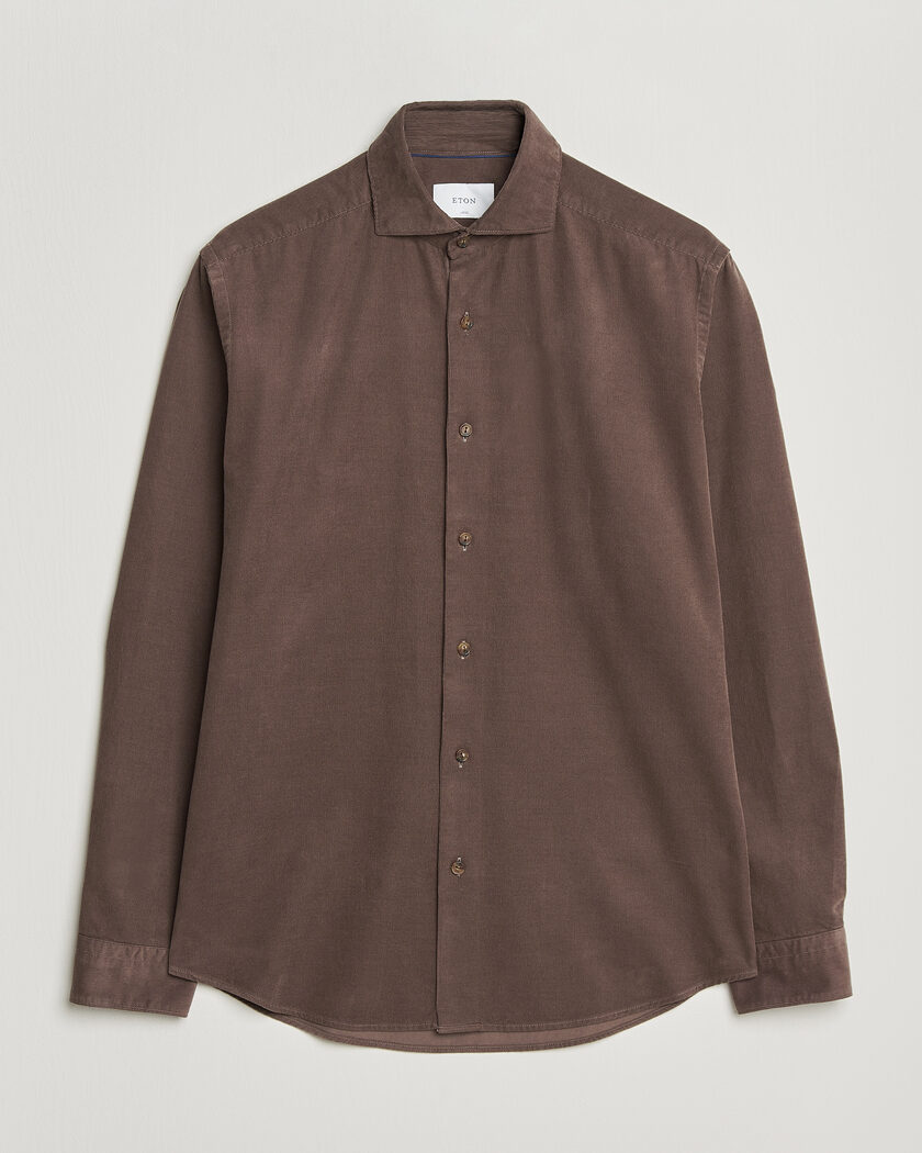 Eton Casual Fit Corduroy Shirt Dark Brown – Brown