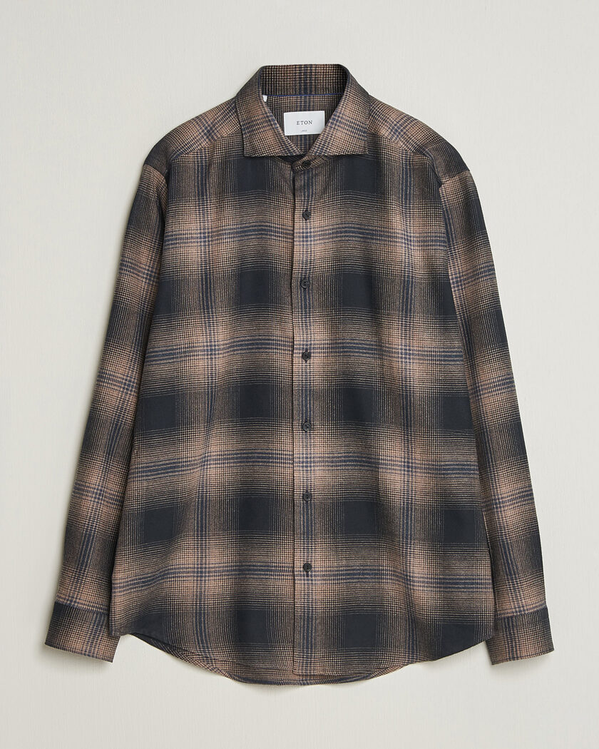 Gant Regular Fit Windblown Flannel Checked Shirt Blue Horizon at