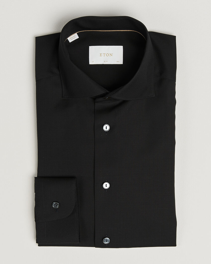 Eton Slim Fit Merino Shirt Black – Black