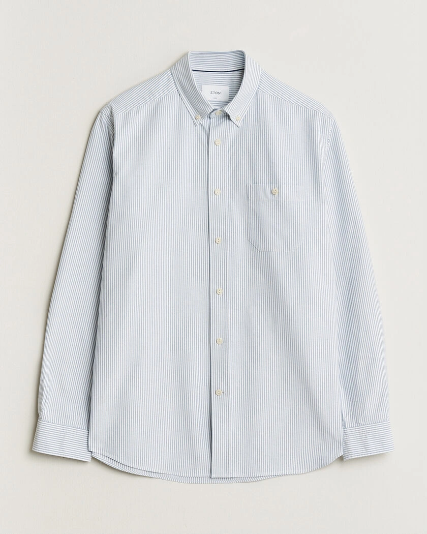 Eton Regular Fit Ivy Oxford Striped Shirt Mid Blue – Blue