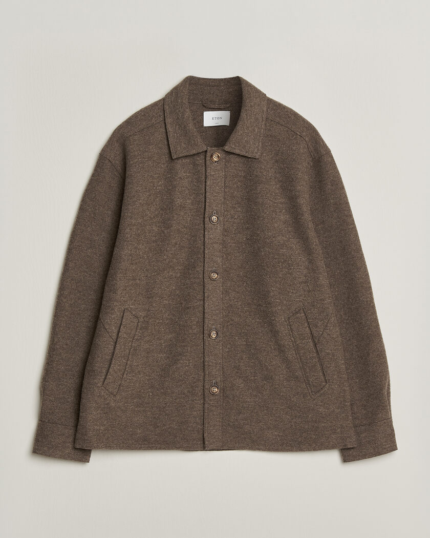 Eton Boiled Wool Shirt Jacket Brown – Brown
