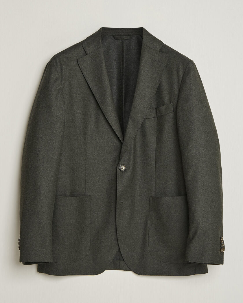 Eton Wool Flannel Soft Jacket Dark Green – Green