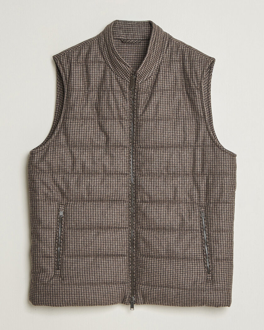 Eton Wool/Cashmere Padded Vest Brown – Brown
