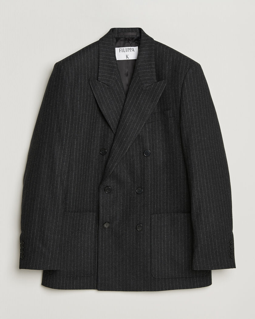 Filippa K Michael Wool Flannel Pinstriped Blazer Anthracite – Grey