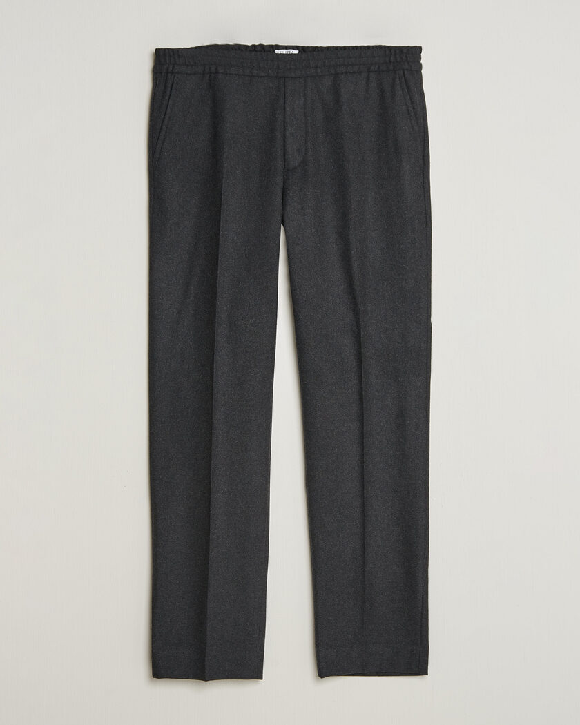 Filippa K Theo Relaxed Flannel Trousers Anthracite Melange – Grey
