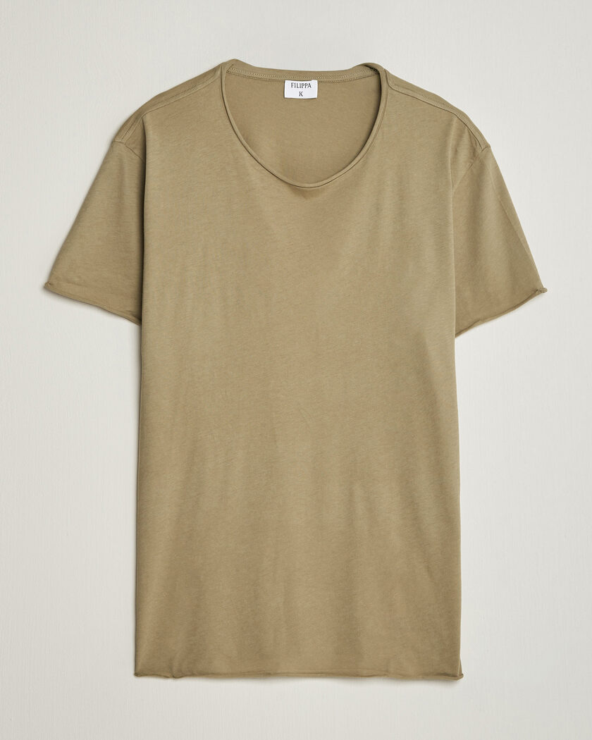 Filippa K Roll Neck Crew Neck T-Shirt Light Olive Green – Green