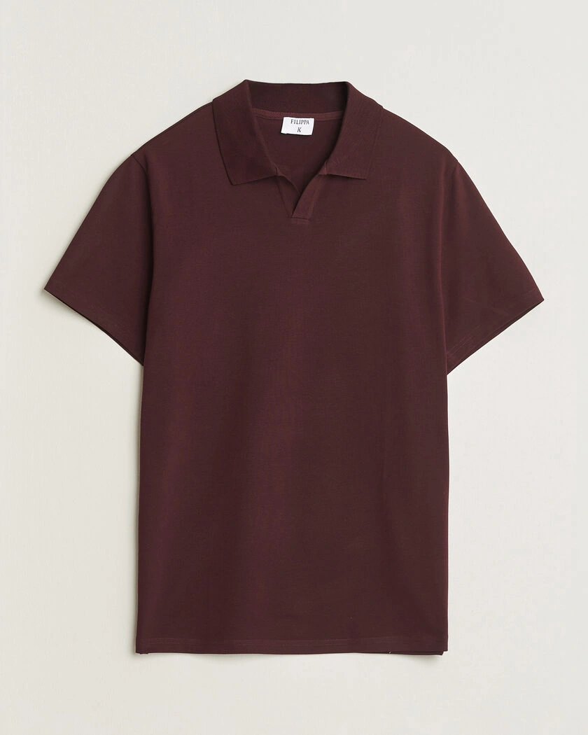 Filippa K Soft Lycra Polo T-Shirt Dark Burgundy – Red