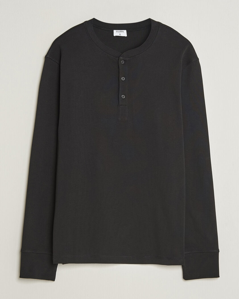 Filippa K Cotton Rib Henley Black – Black