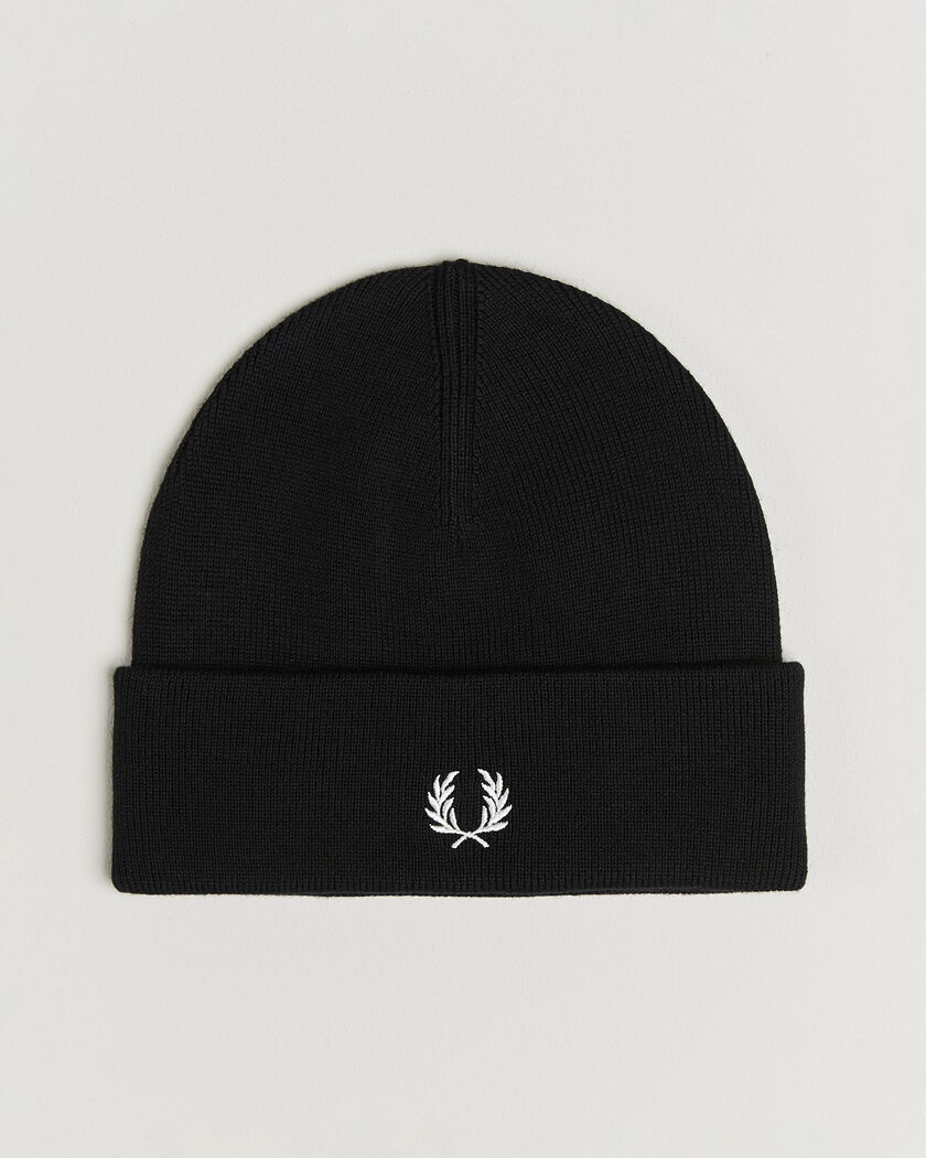 Fred Perry Merino Wool Beanie Black – Black