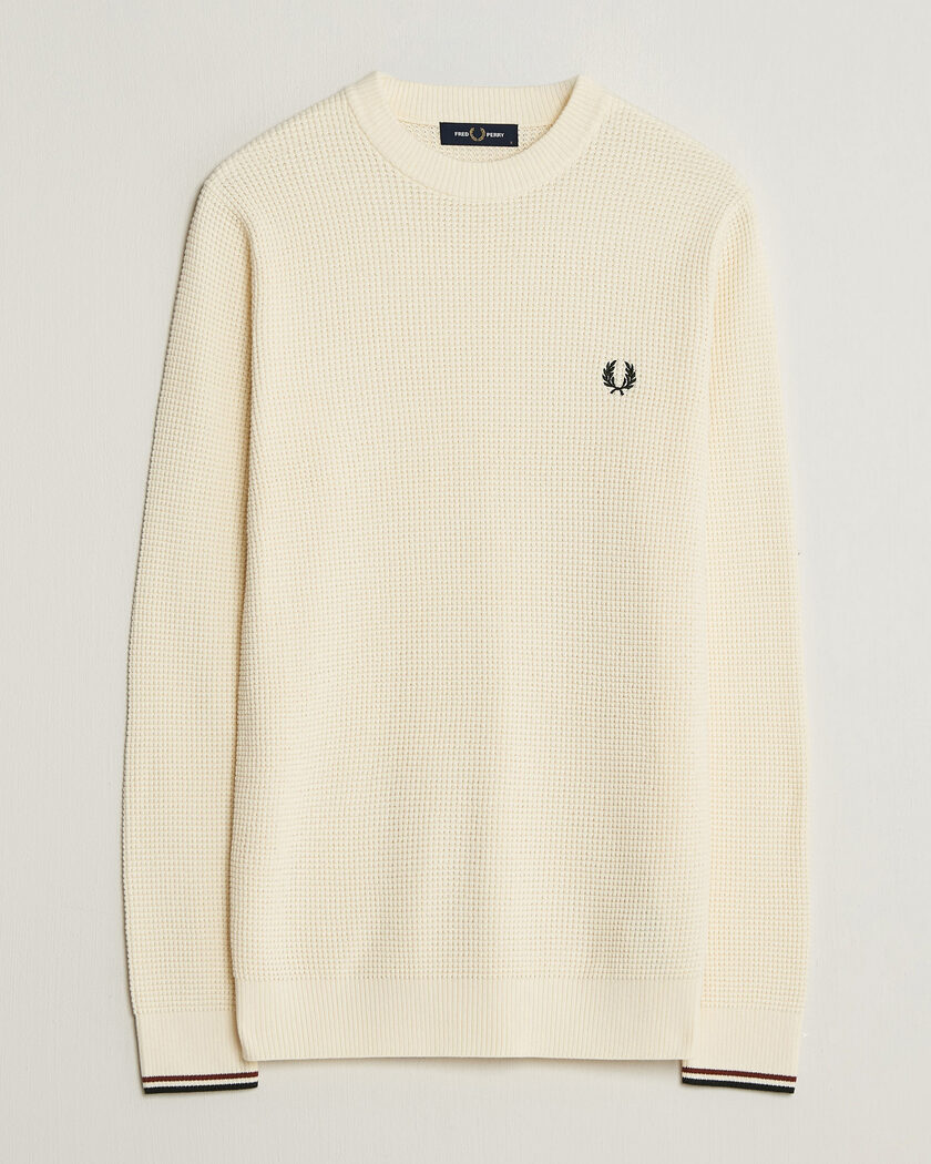 Fred Perry Waffle Stitch Jumper Ecru – White