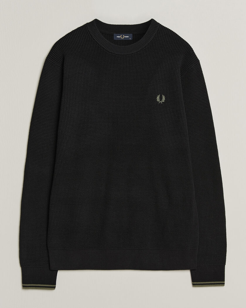 Fred Perry Waffle Stitch Jumper Black – Black