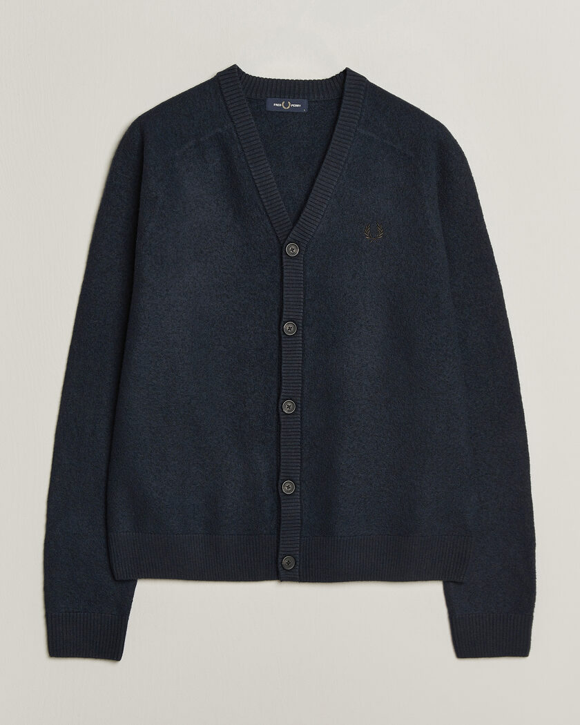 Fred Perry Wool Saddle Sleeve Cardigan Navy – Blue