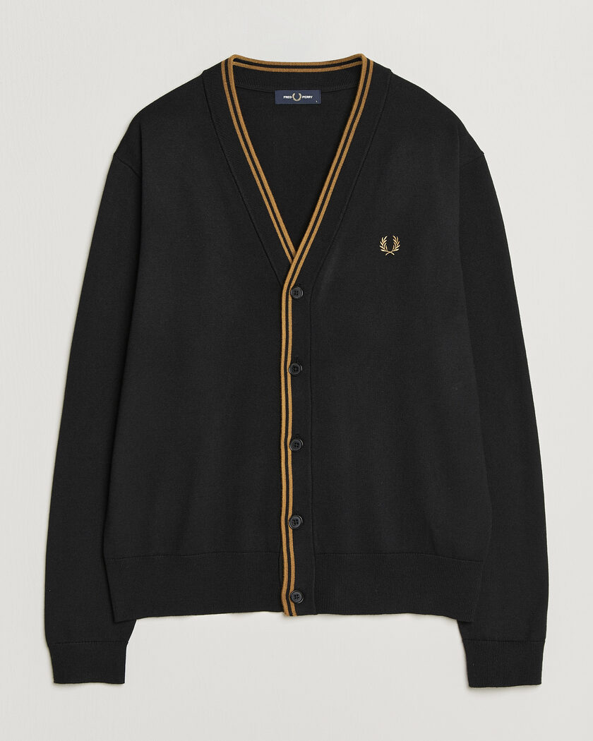【専用】FRED PERRYTippedPiqueTextureCardigan Fred Perry Tipped Pique Textured Cardigan Black at CareOfCarl.com