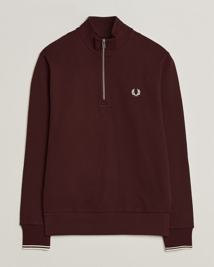 Fred Perry Half Zip Sweatshirt Oxblood at CareOfCarl.com