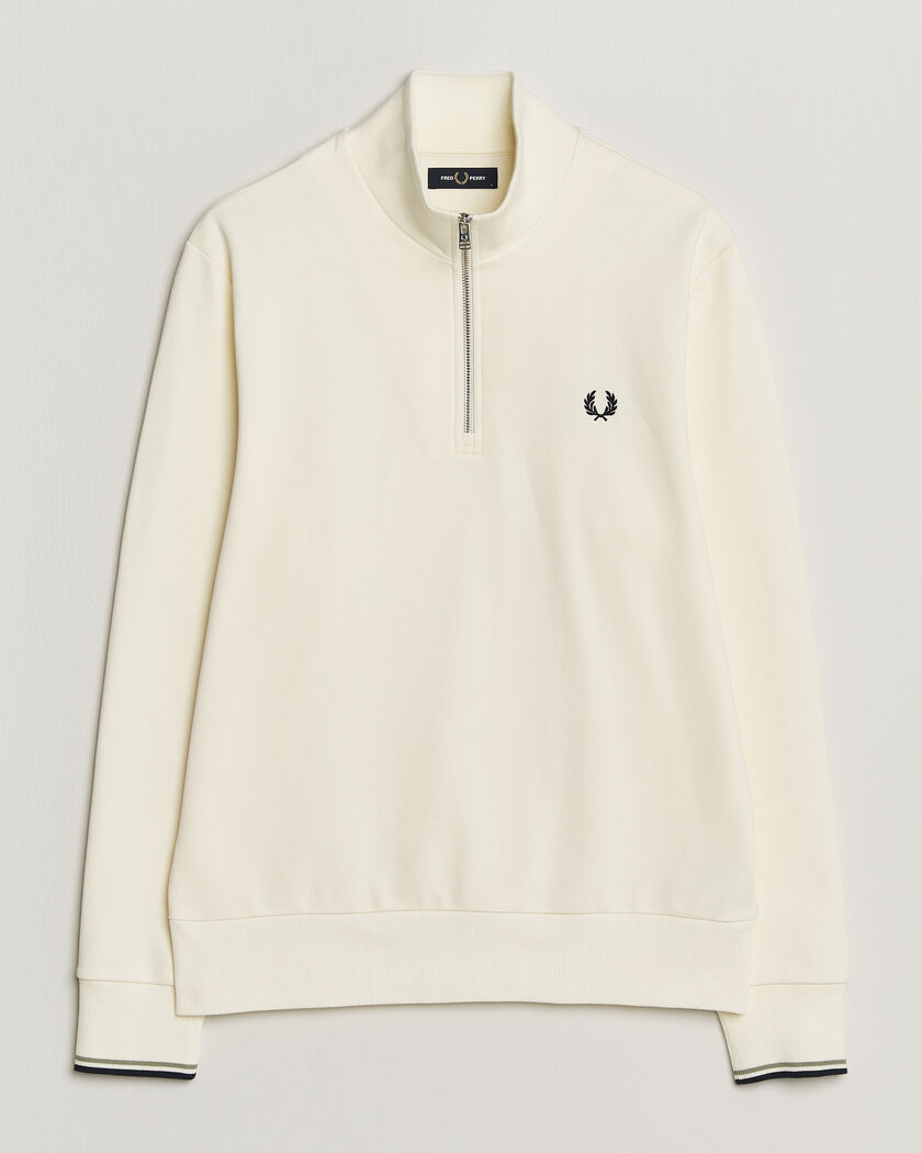 Fred Perry Half Zip Sweatshirt Ecru – White